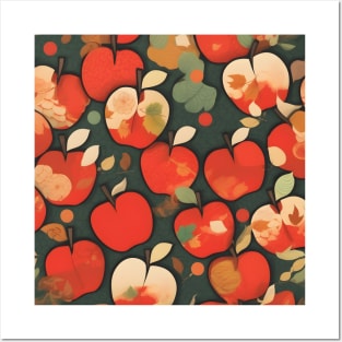 Chiyogami Red Apples Pattern Posters and Art